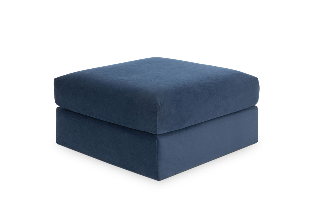 Ottoman Velvet Deep Blue with Fringe